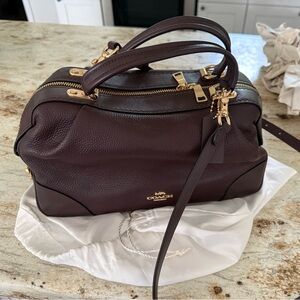 Coach Burgundy Leather Satchel with Gold Hardware